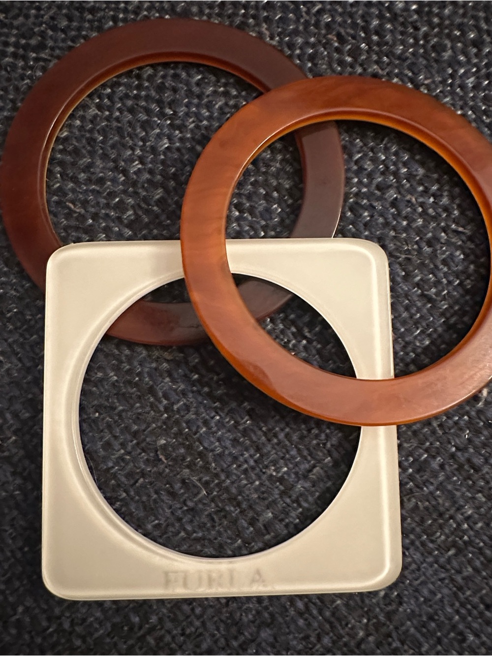 Furla Cream Square and Brown Resin Bangle Trio